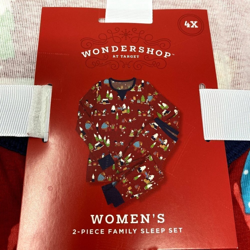 Target Women's Plus Sz 4X Holiday Gnomes Matching Family PJ Set Wondershop™ Red - Picture 4 of 5